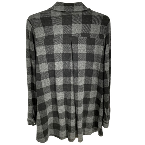 Soft Surroundings Mad About Plaid Gray Button Tunic Top - Sz S - Picture 2 of 16